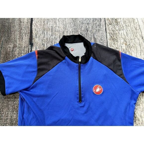 Castelli 1/4 Zip 4 Pocket Cycling Blue Red White Jersey Shirt Large - Picture 2 of 10